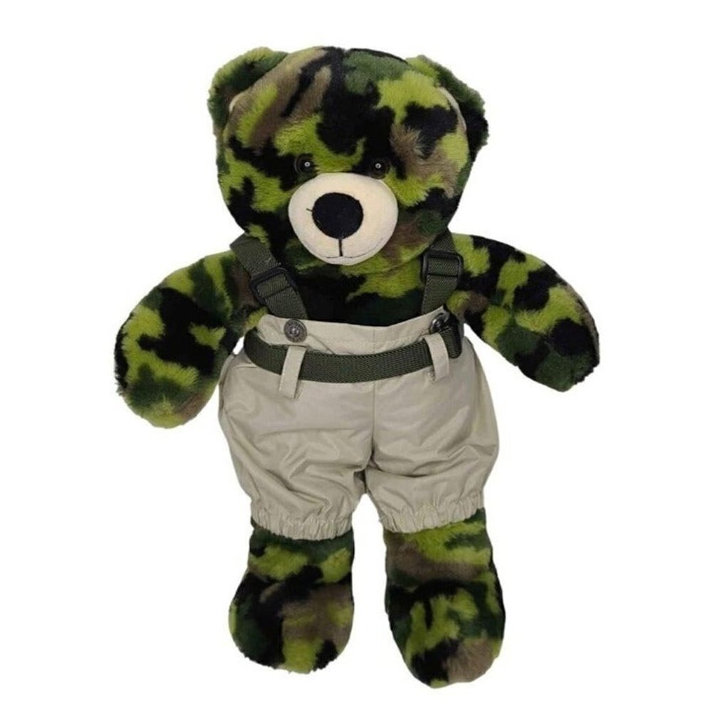 Build A Bear Camouflage Plush Bear Dressed In Activewear Pants Sz 16"